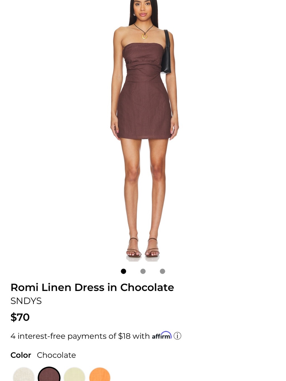 Strapless Linen Mini Dress — Chocolate
